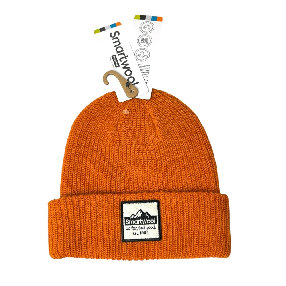 Smartwool Kids Beanie Hat Patch Marmalade Orange Merino Wool Knit NWT Small